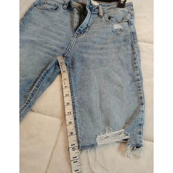 Hidden Cut-Off Short Women's Size L Blue Mid Rise Raw Hem 5-Pocket Distressed - Picture 7 of 7